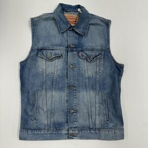 Levi's Denim Trucker Vest Men's Large Blue Sleeveless Jean Jacket